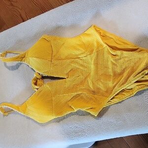 BECCA Yellow Textured One-Piece Swimsuit